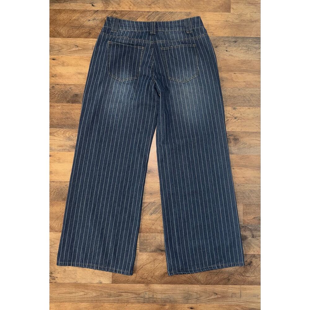 Edikted Cory women’s pinstriped low rise wide leg blue jeans - Picture 12 of 16